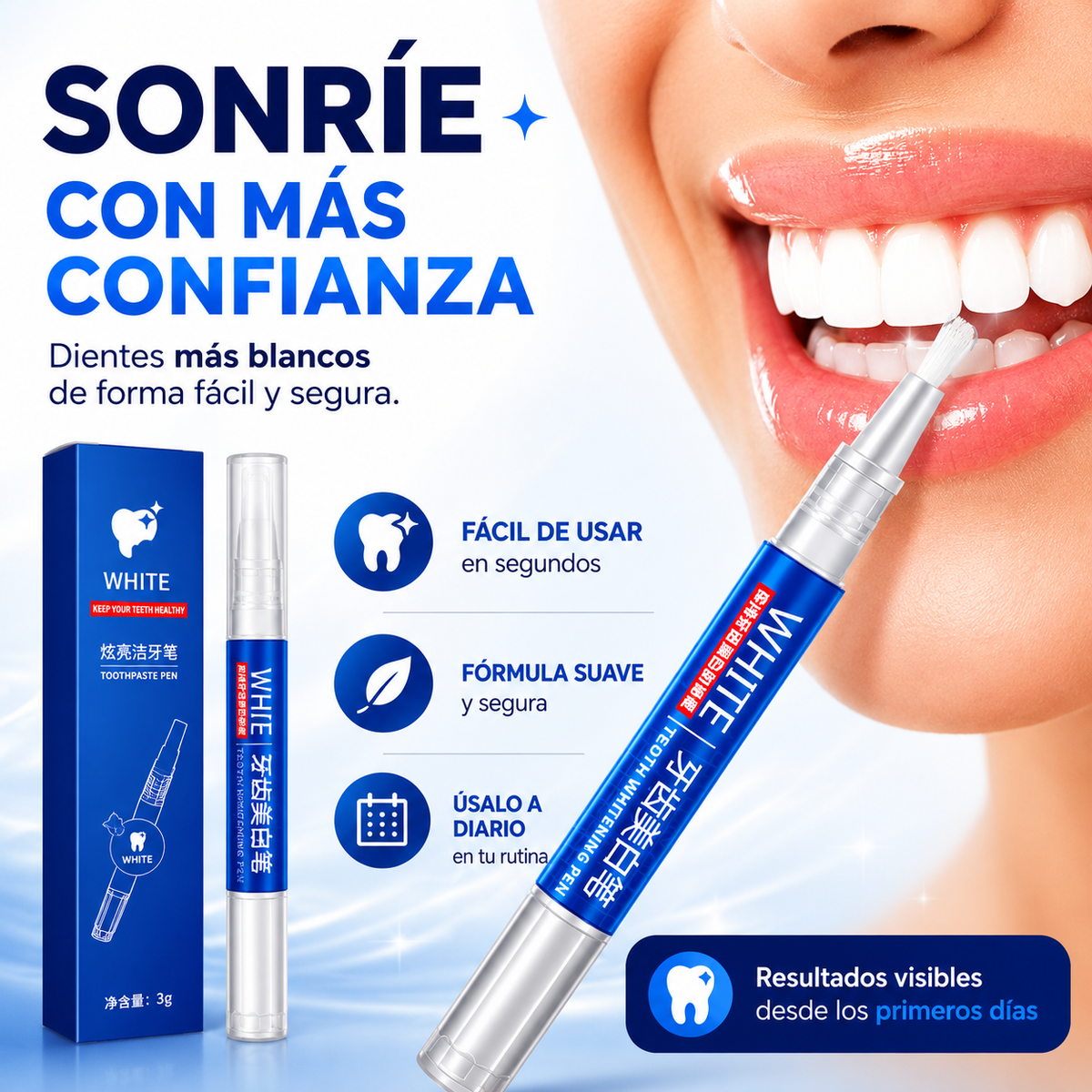 🔥Lapiz Blanqueador Dental OneSpring WHITE™ ✨¡Luce dientes más blancos! 😁