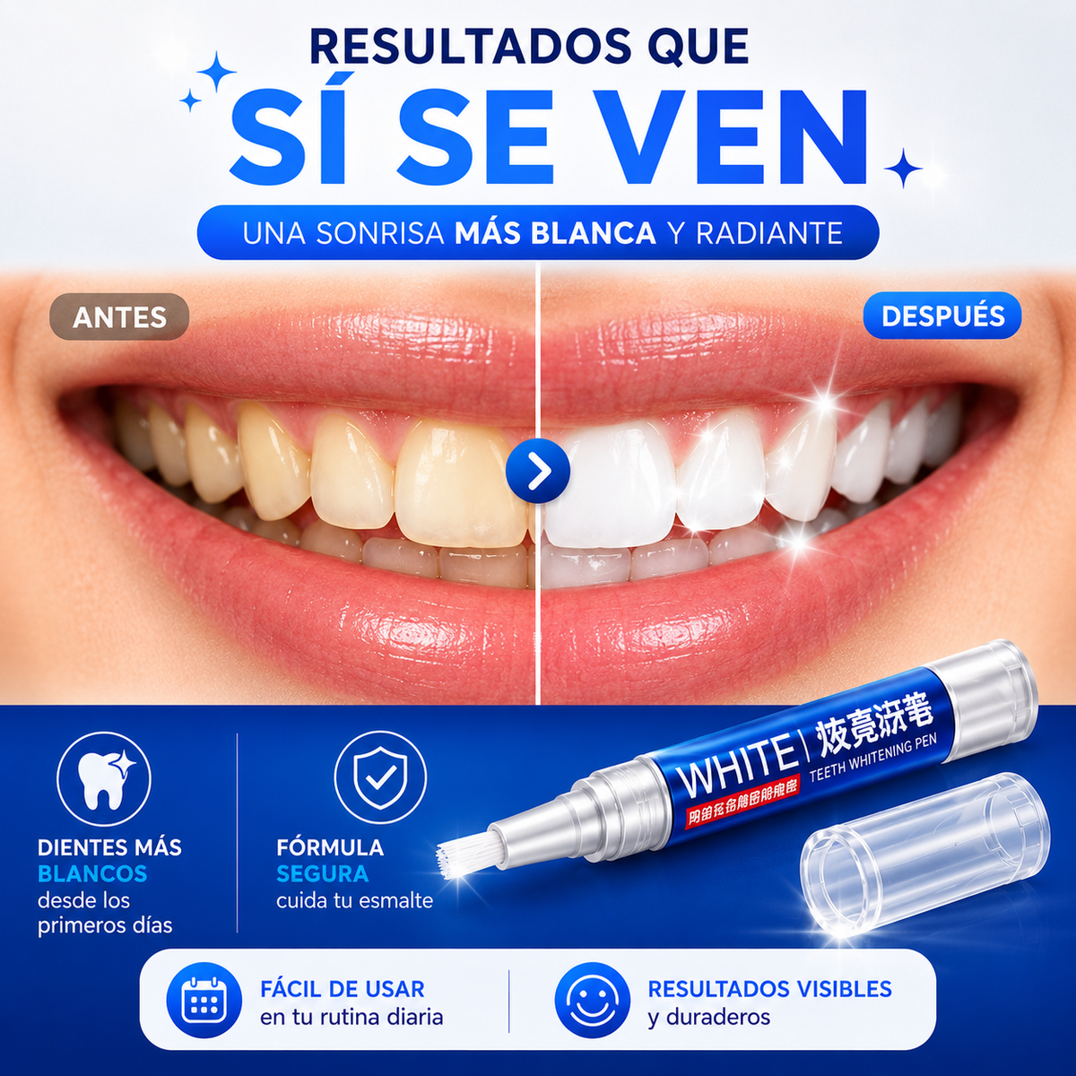 🔥Lapiz Blanqueador Dental OneSpring WHITE™ ✨¡Luce dientes más blancos! 😁